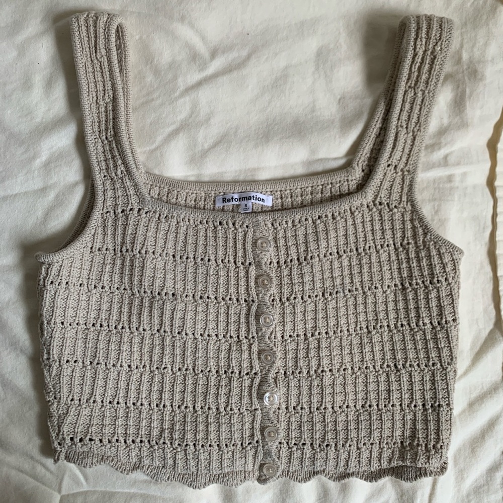 Crochet cotton Reformation crop tank top. Size small